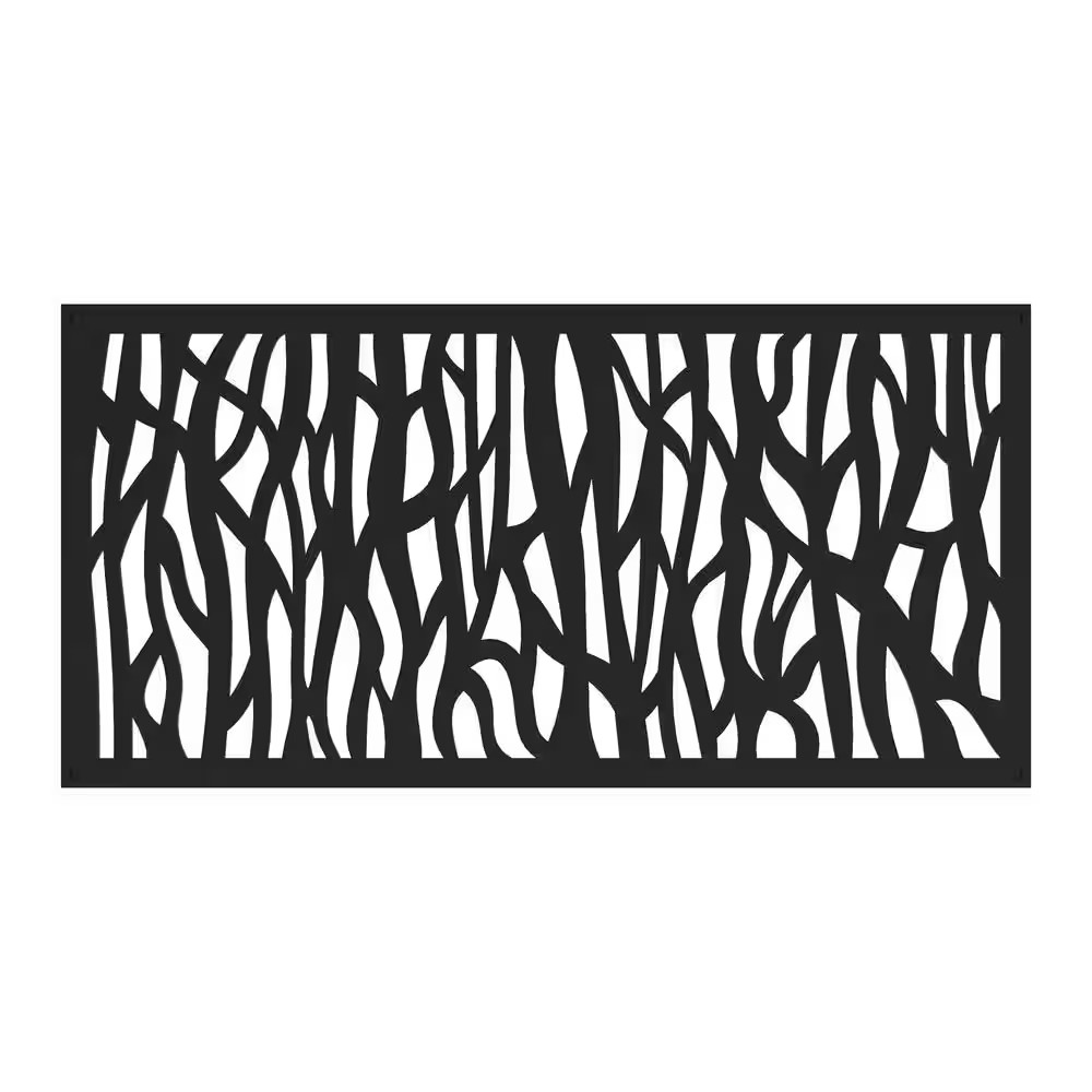 2 Ft. X 4 Ft. Sprig Black Polypropylene Decorative Screen Panel