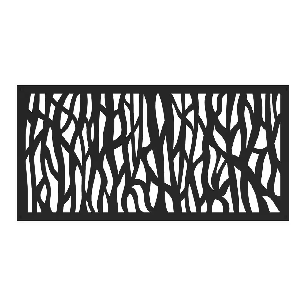 2 Ft. X 4 Ft. Sprig Black Polypropylene Decorative Screen Panel