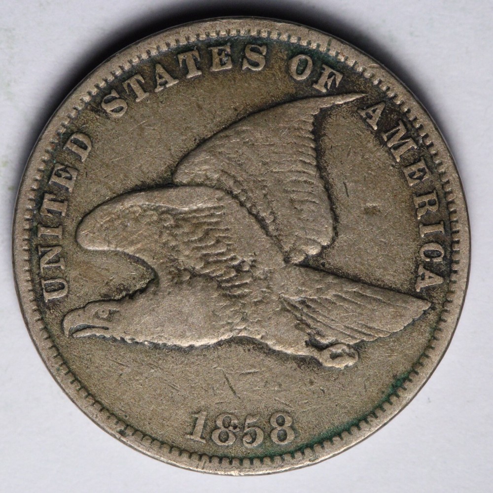 1858 SL Flying Eagle Cent Penny VF+ E106 AJEA