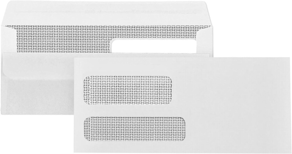 500 No. 9 Flip and Seal Double Window Security Envelopes - Designed for