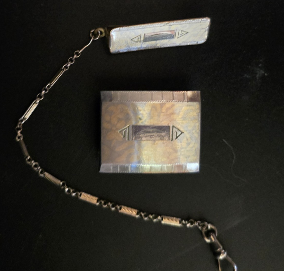 Peaky Blinders Watch Chain for Belt 8" & Belt Buckle White GF Art Deco SO Bigney