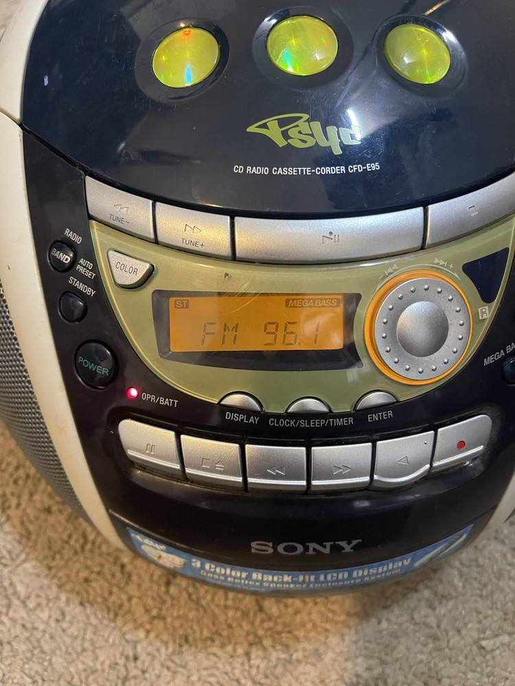 Sony Psyc CFD-E95 Navy Blue with Color Changing Display 2004 Y2K Boombox