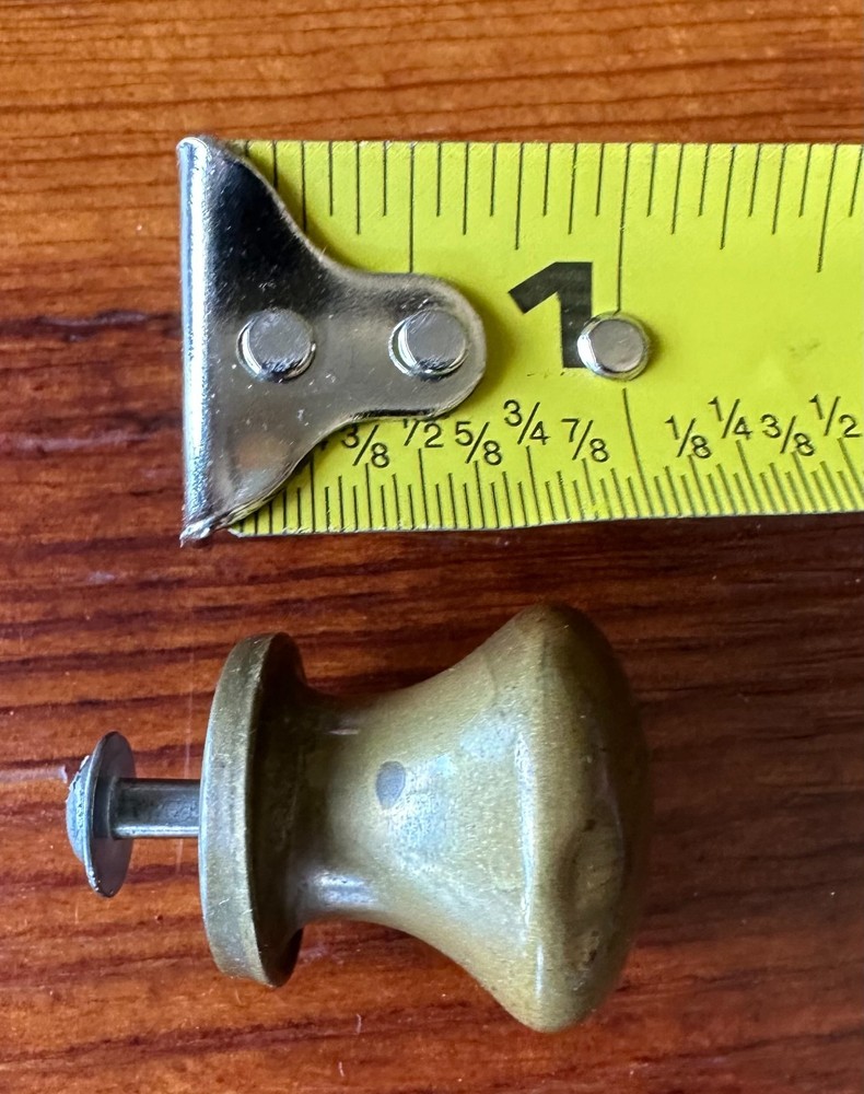 Vintage Heavy Solid Brass Round Knobs - Pair from Drawer Cabinet - Great Shape