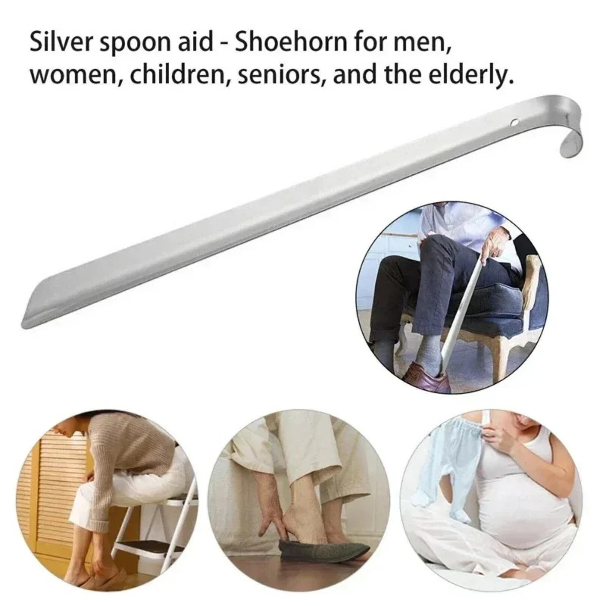 20.5" Extra Long Metal Handle Shoe Horn Stainless Steel Handled Shoehorn Horns