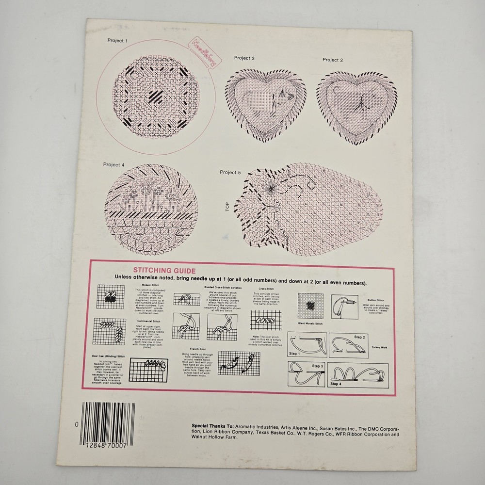 Lot of 4 NeedleForm Plastic Canvas Leaflets Patterns Needlework Crafts