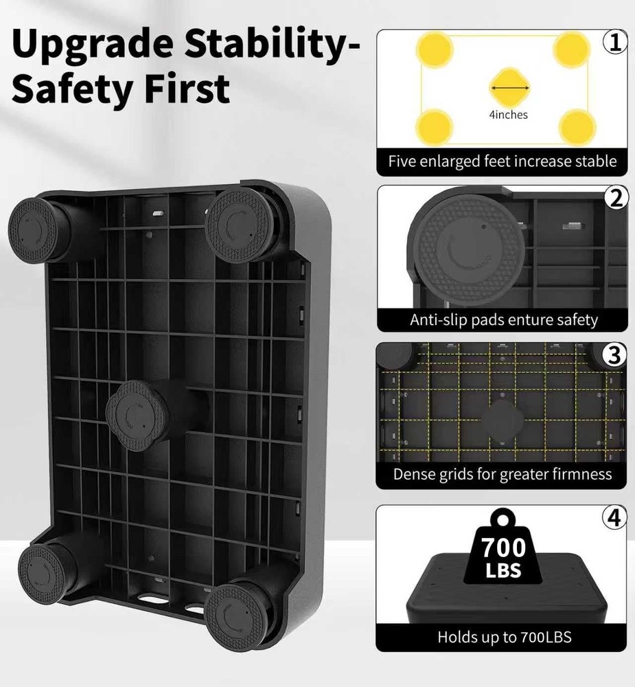 5-Level Adjustable Step Stool, Noctilucent Bedside Step, 700 LBS Capacity Saf...