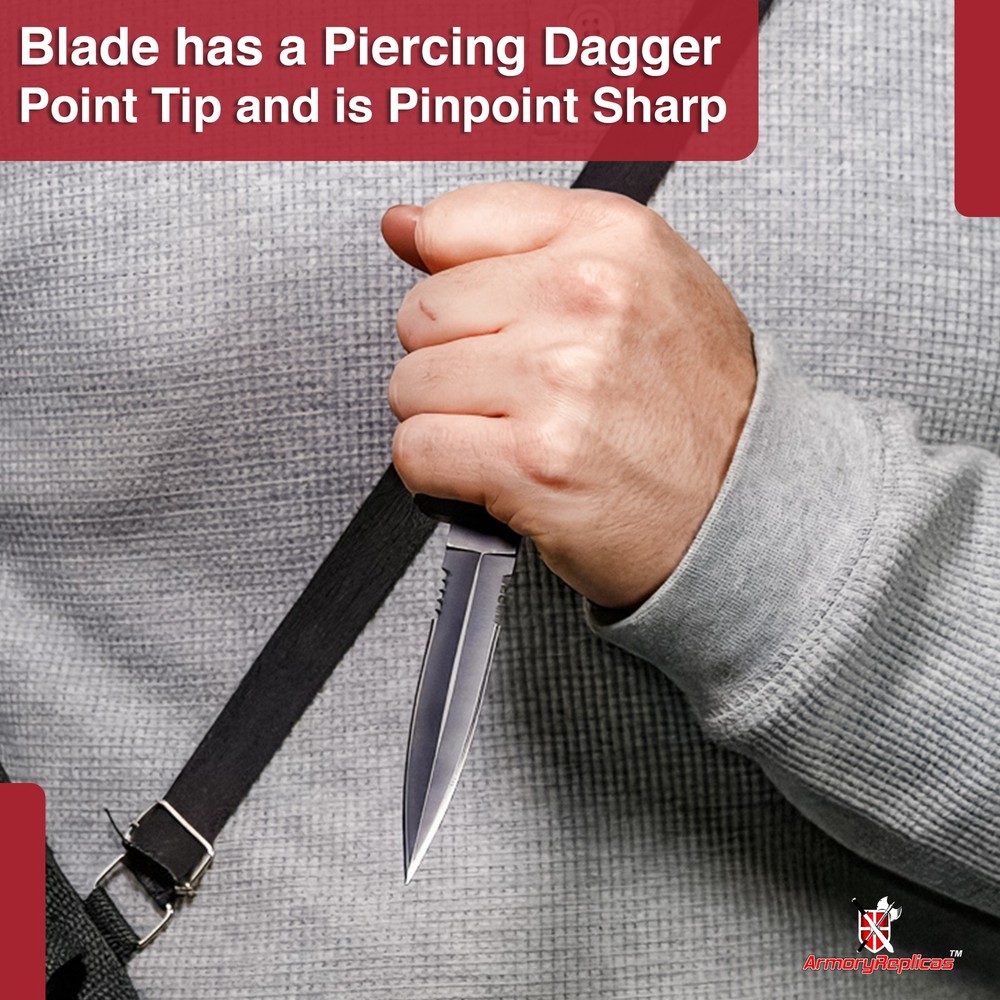 7.8" Ace High Gamblers Dagger: Double Edge Serrated Boot Knife - Tactical EDC