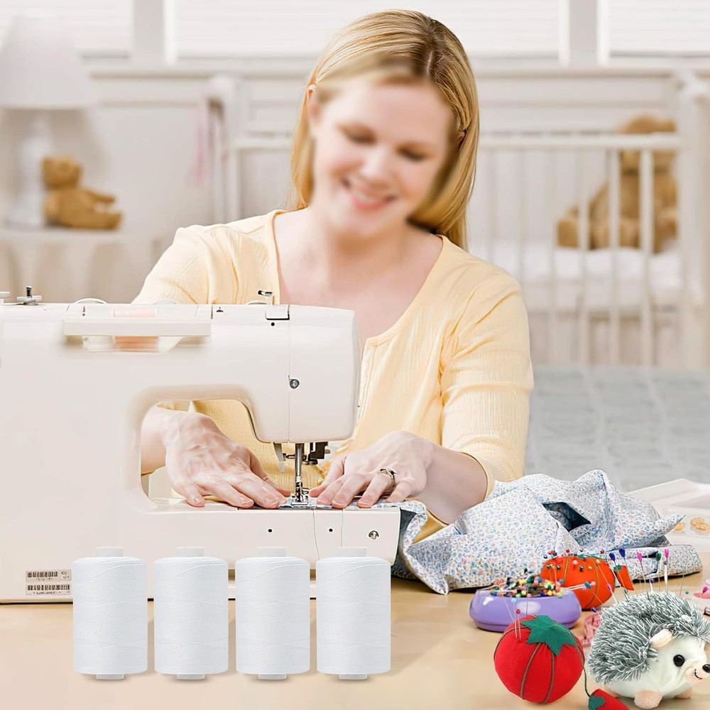 4 Spools All Purpose Sewing Thread 1000 Yards Black White for Creative Projects