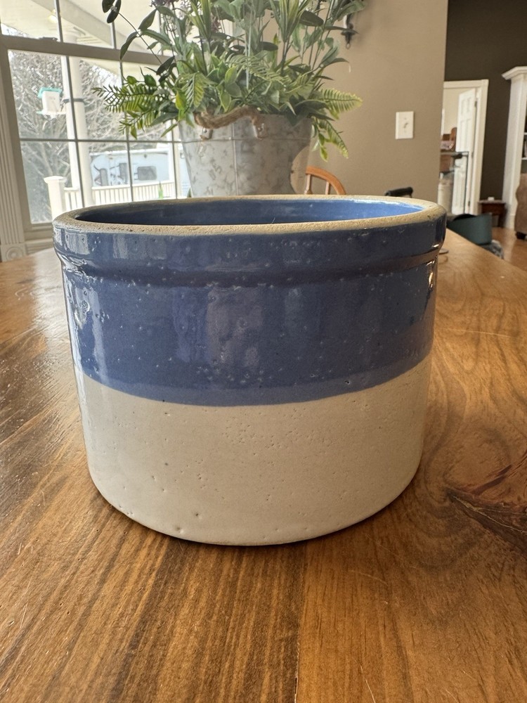Vintage Handmade Stoneware Bowl Blue Glaze Rustic Studio Pottery