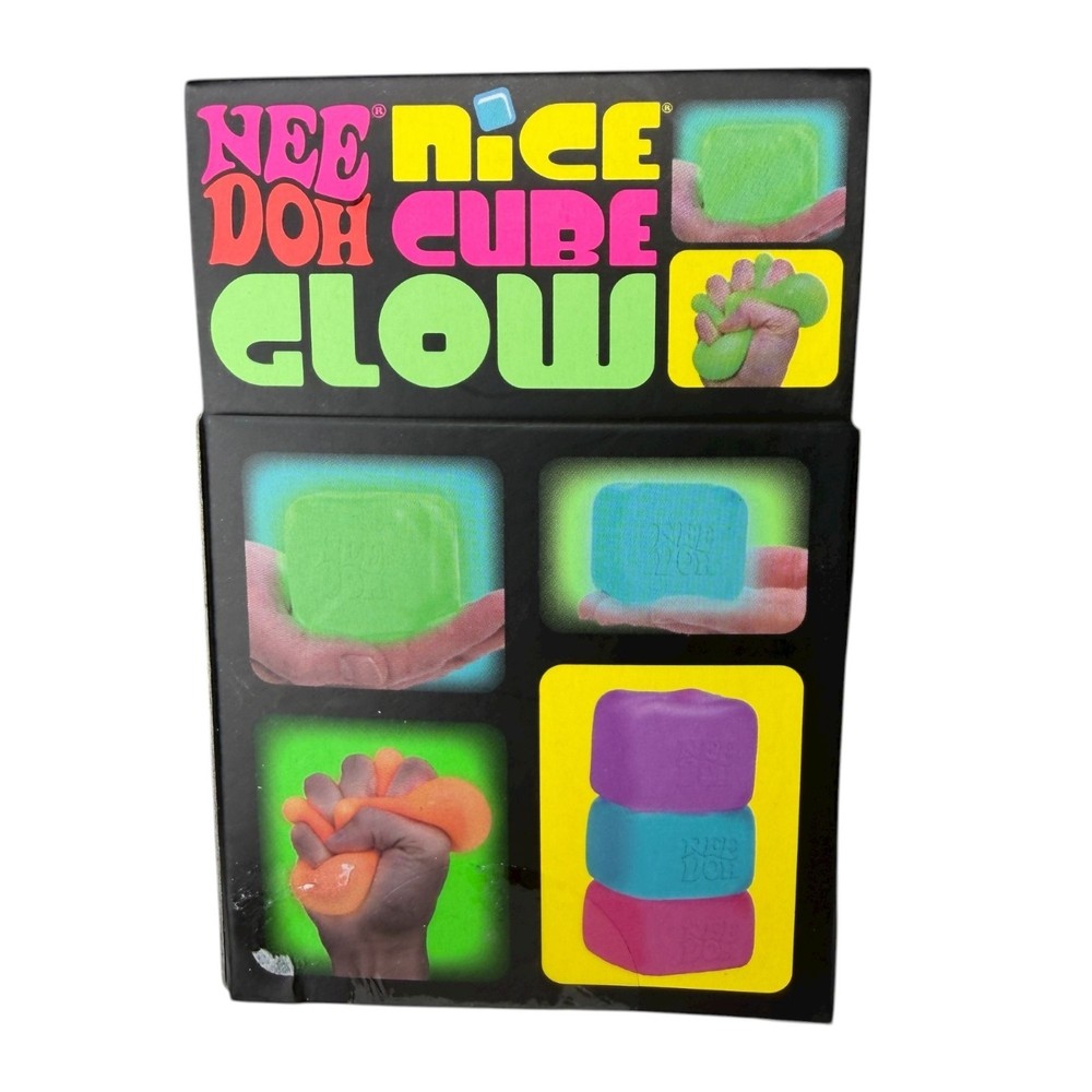 Blue NeeDoh Nice Cube Glow Squeeze Schylling Super Solid Squish NEW