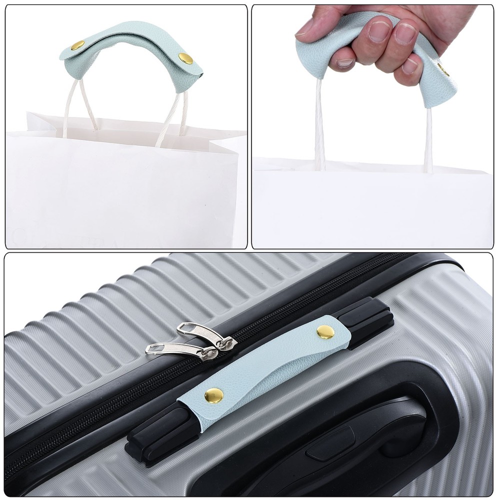Luggage Handle Wrap, 2 Pack Irregular Pattern PU Handbag Grip with Clasp, Black