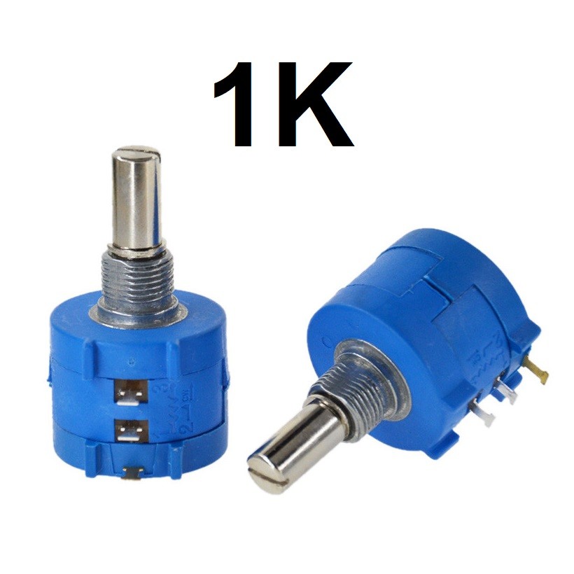 1K Ohm Rotary Potentiometer Variable Dial Resistor Precision 10-Multiturn Blue