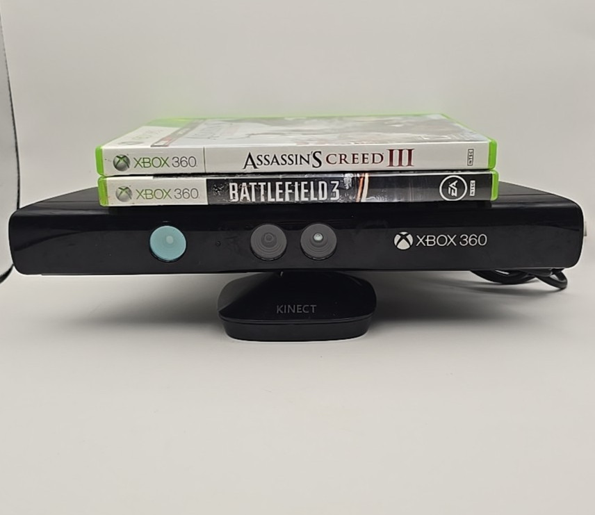 OEM Microsoft Xbox 360 Kinect Bundle Sensor Model 1414 Black W/ Two Games
