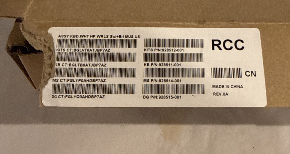 HP 710 White Wireless Keyboard Mouse Combo New