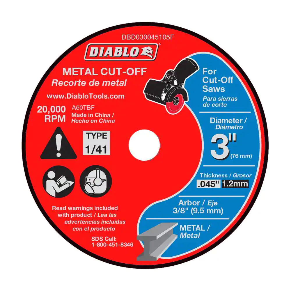 3 In. Metal Bonded Cut-Off Discs (5-Pack)