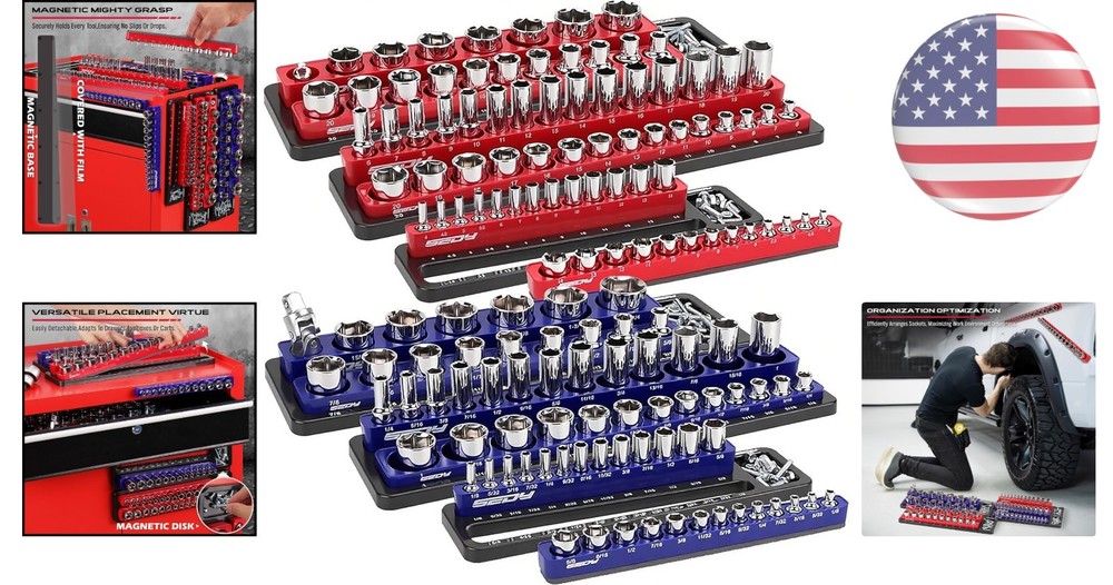 Portable Magnetic Socket Holder Set - 6-Piece Storage Solution for Every Toolbox