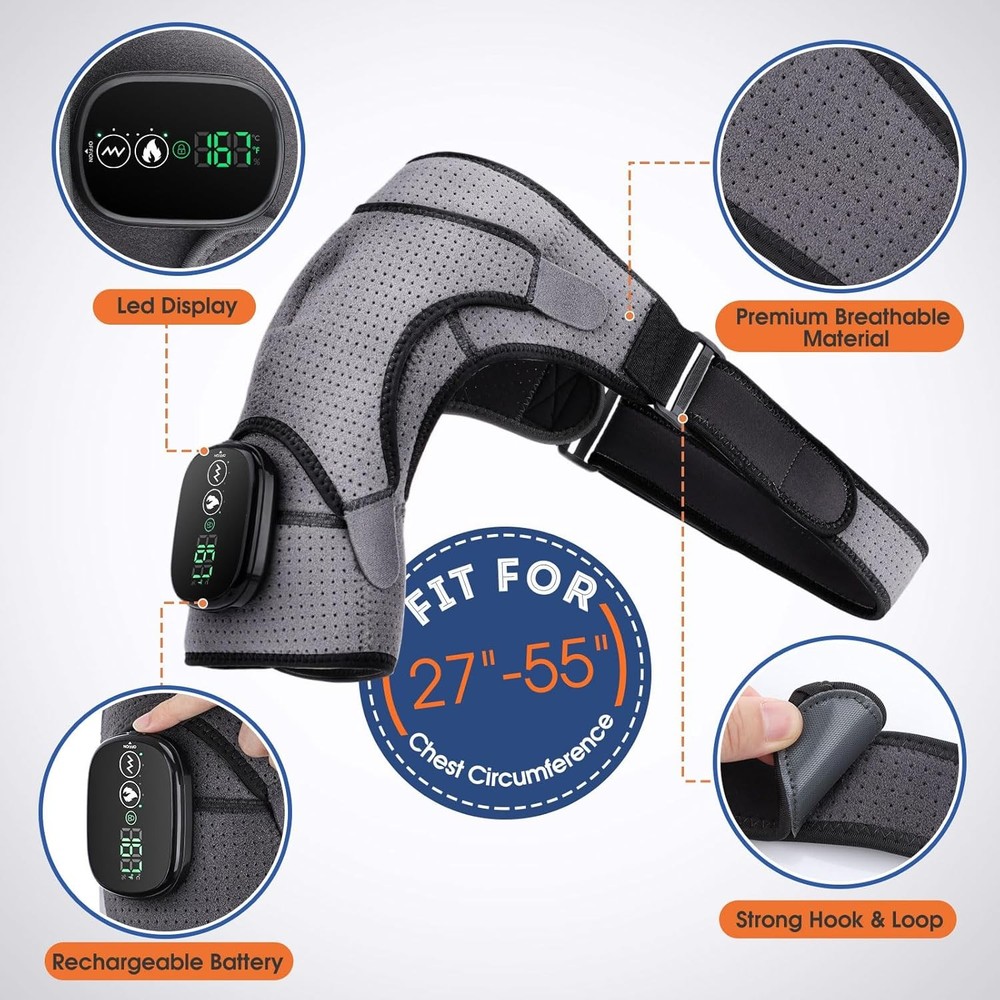 Cordless Shoulder Heating Pad with Vibration Heated Wrap