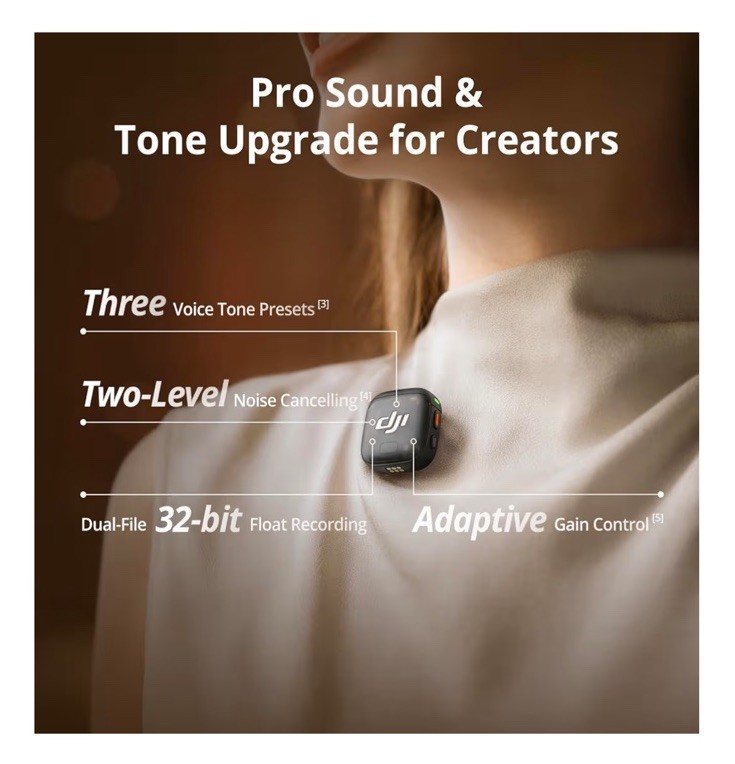 DJI Mic Mini (1 TX+1 RX) Wireless Lavalier Microphone for iPhone/Camera/Android