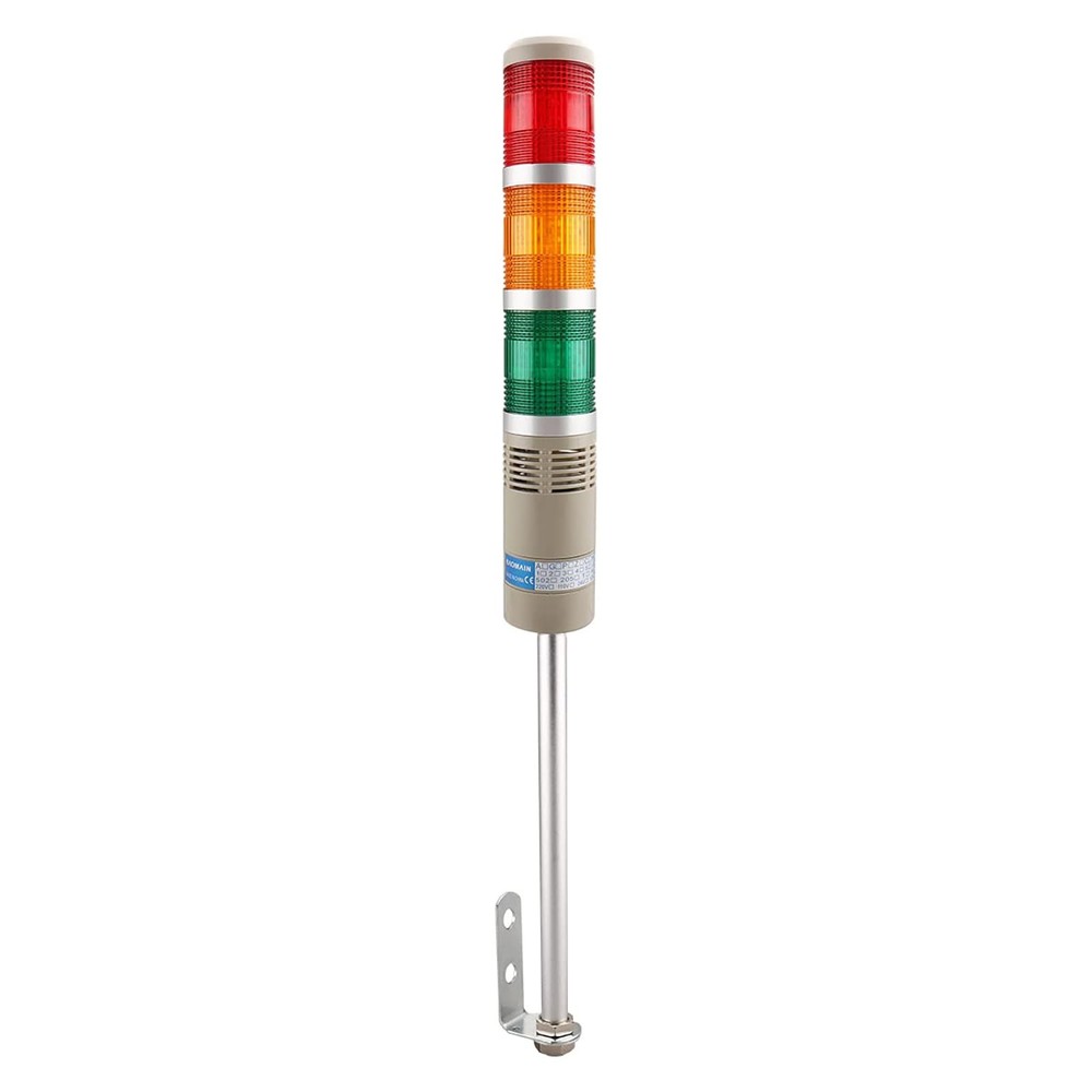 Industry Tower Lamp Stack Continuous Signal Light Buzzer DC 24V 5W Red Yellow