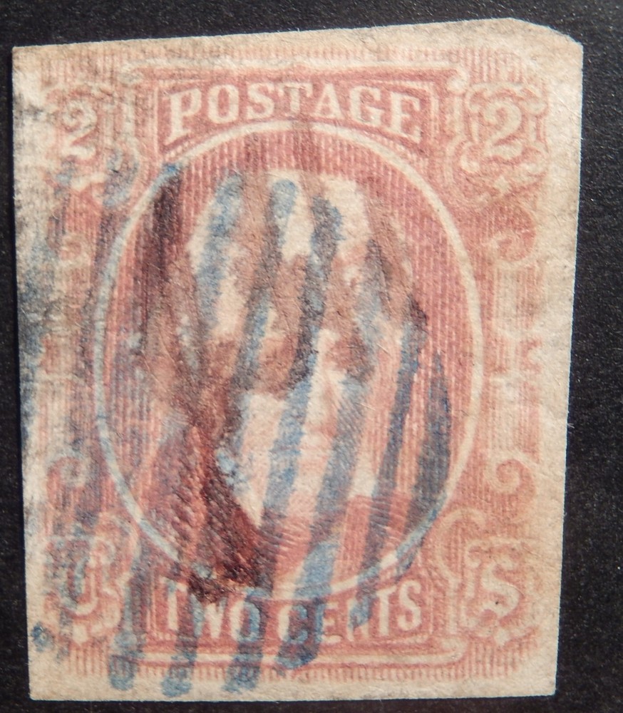 Confederate Scott # 8, Used, Blue Grid Cancel