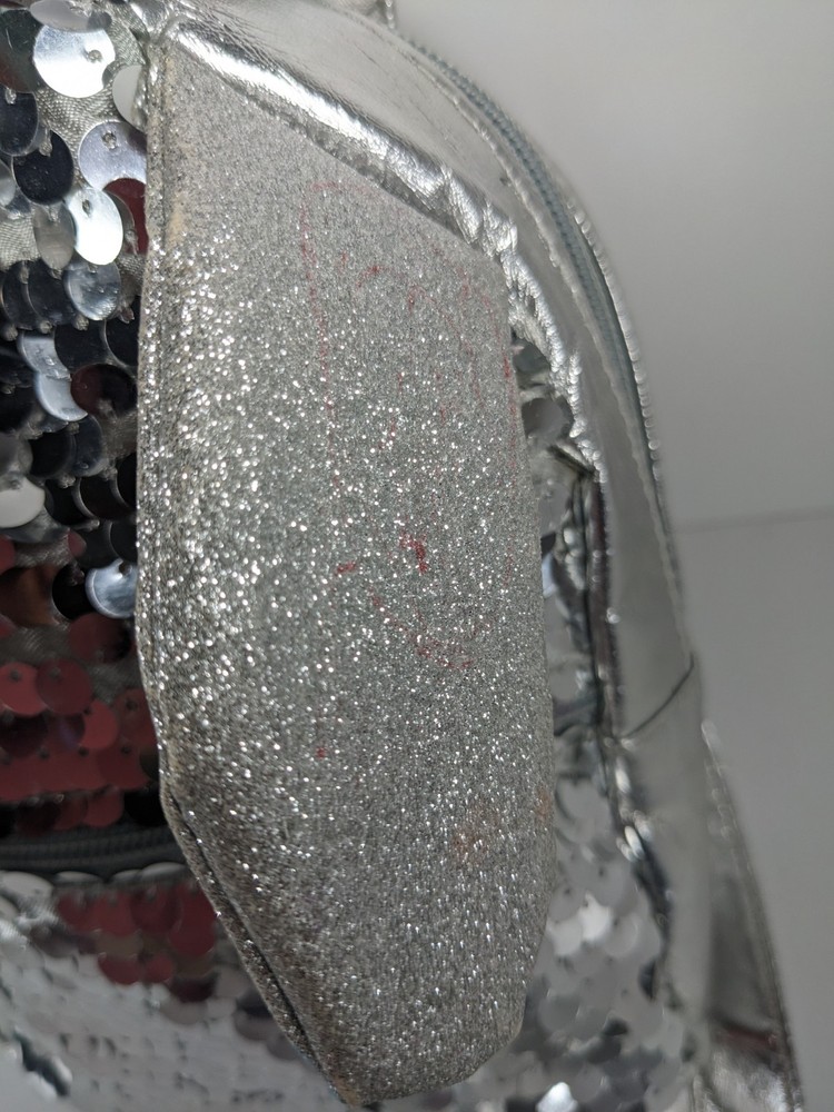 Bunny Rabbit Ear Small Sequin Silver Tone Easter Girls School Backpack