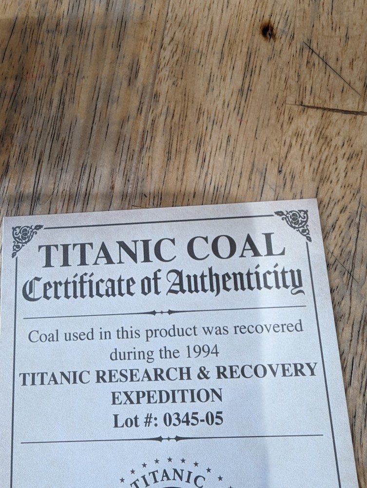 Titanic Authentic Coal In Case, Comes With COA