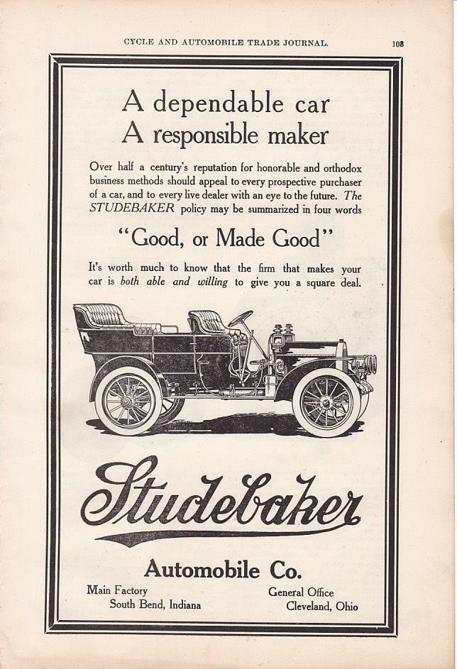 1908 Studebaker Full Line-up Auto Print-Ad / South Bend IN
