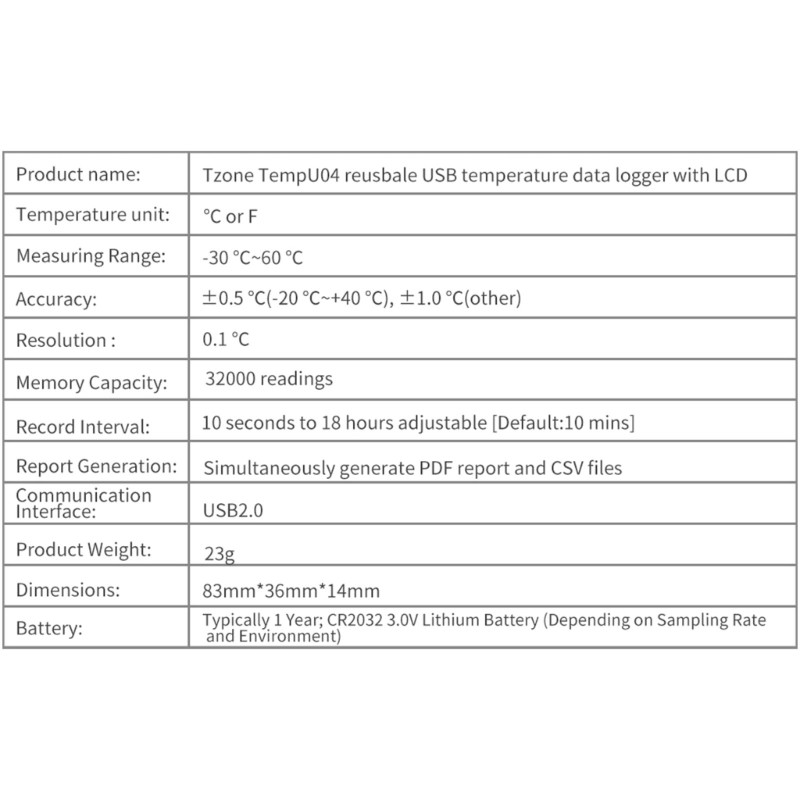 Precise Temperature Recorder USB USB Temperature Data Logger Large Capacity