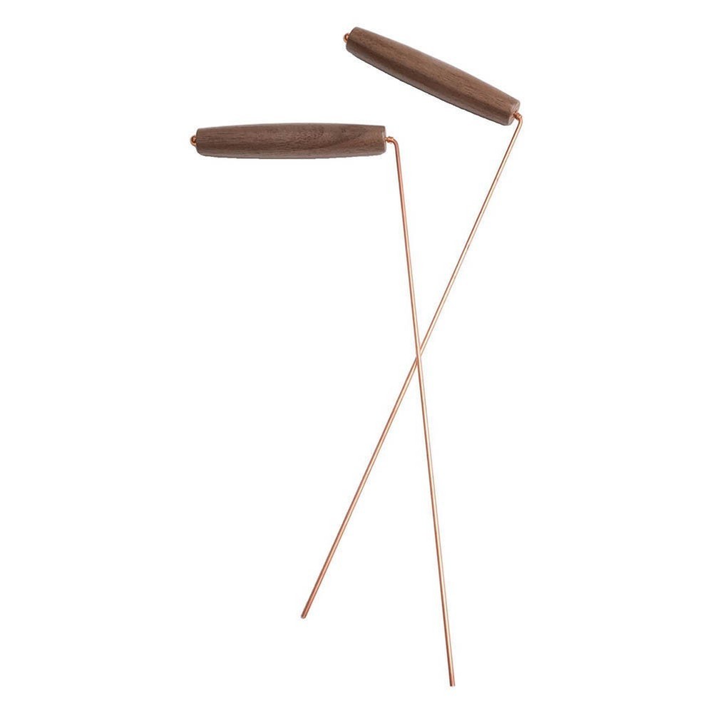 2PCS Copper Dowsing Rods Kit with Natural Walnut Handles and Brass Pendulum