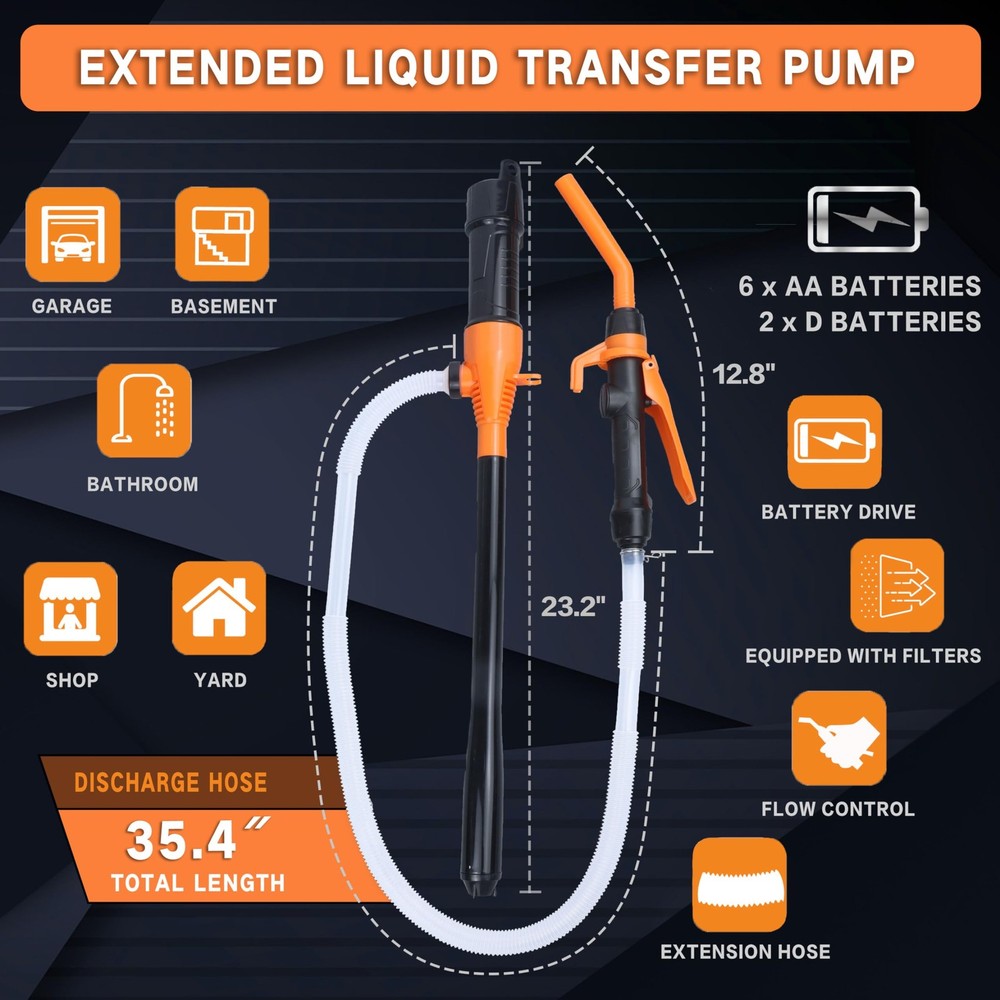 Portable Battery Powered Gas Transfer Pump, Operated Liquid...
