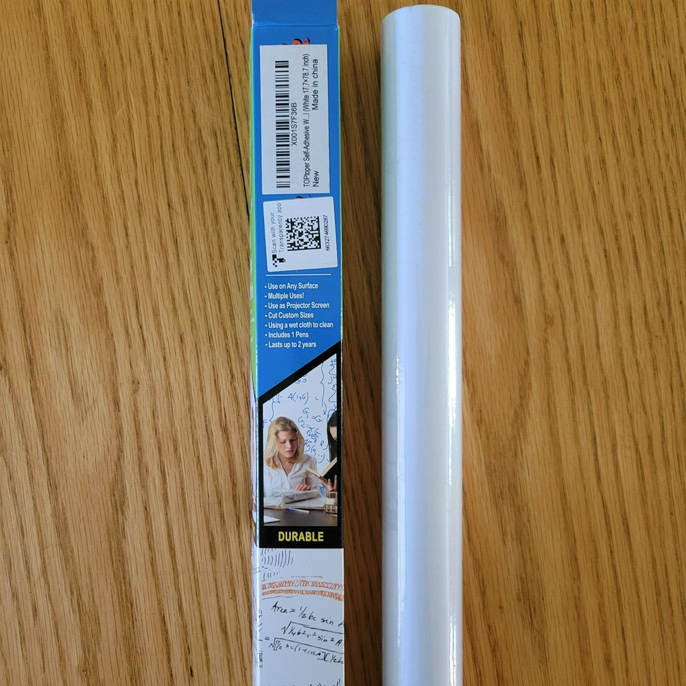 White Board Peel Stick & Write White Board 17.7"x78.7" Durable Multi Surface New