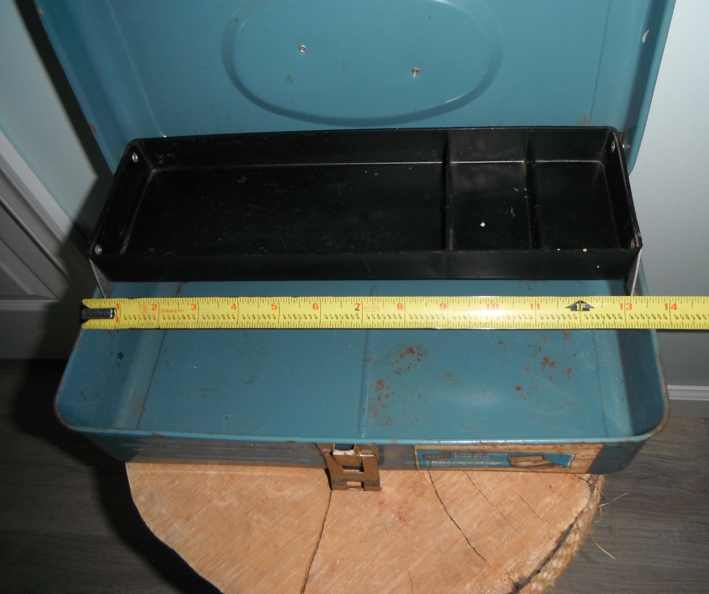 Vintage Sears & Roebuck Co. Craftsman 13.5" Steel Toolbox Single Tray- Teal blue