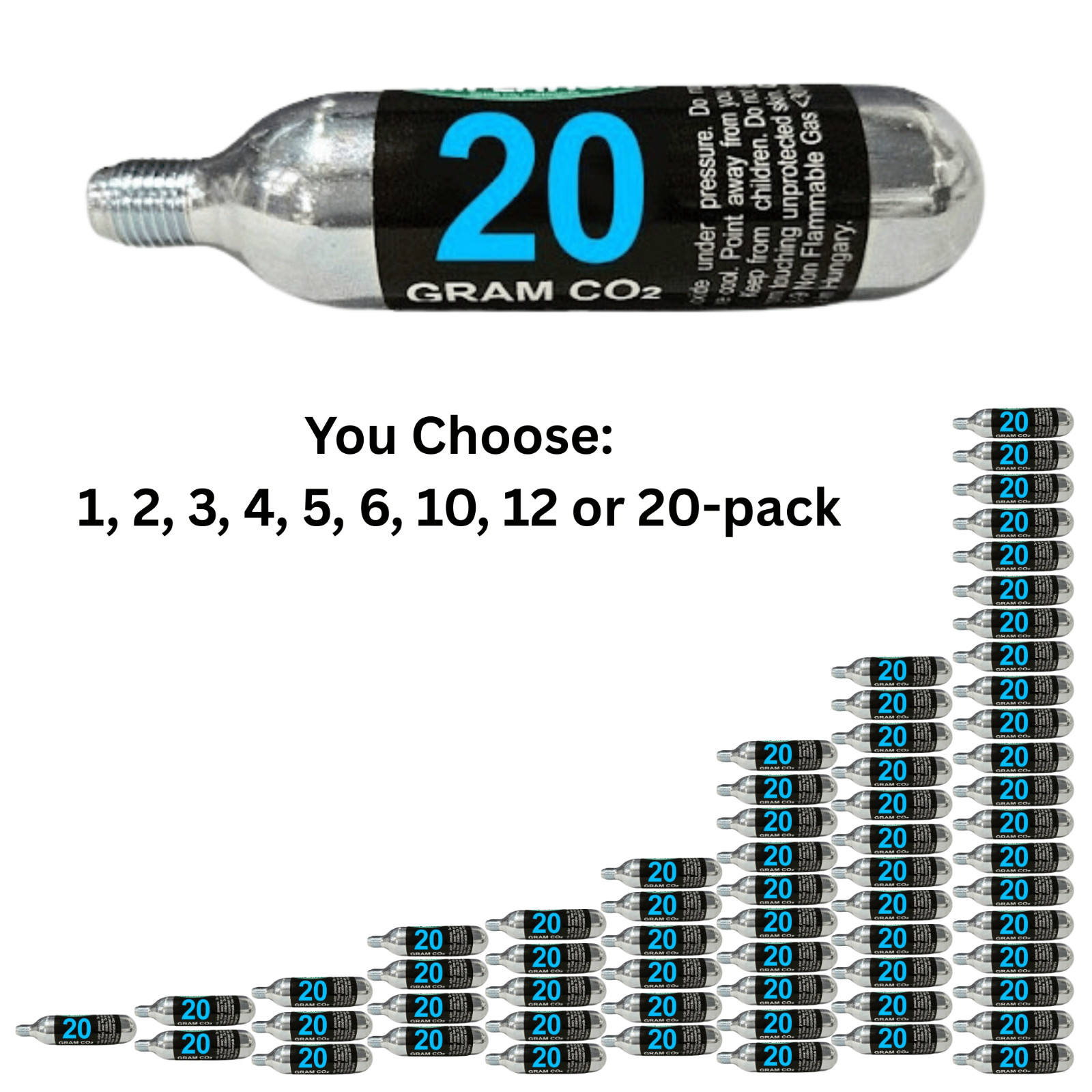 Multi-Lots Maximum Inflation Co2 20g Gram Threaded Refill Cartridges Bike Pump