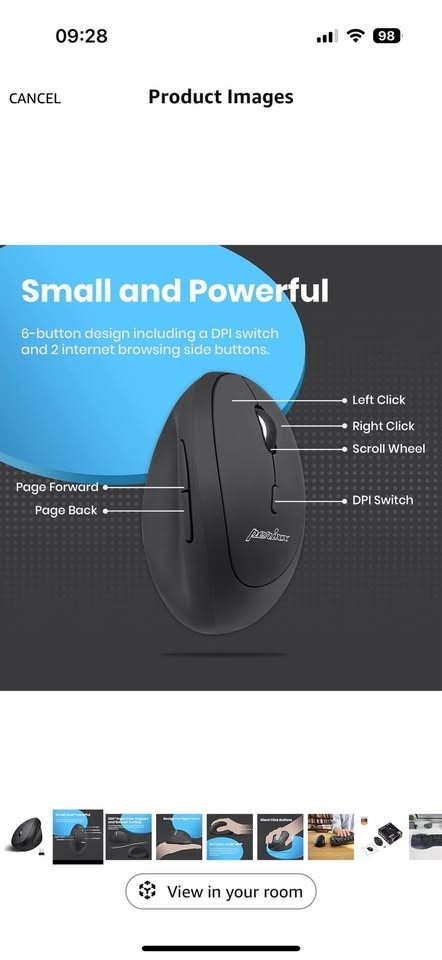 Perixx PERMICE-719 Wireless Vertical Mini Mouse