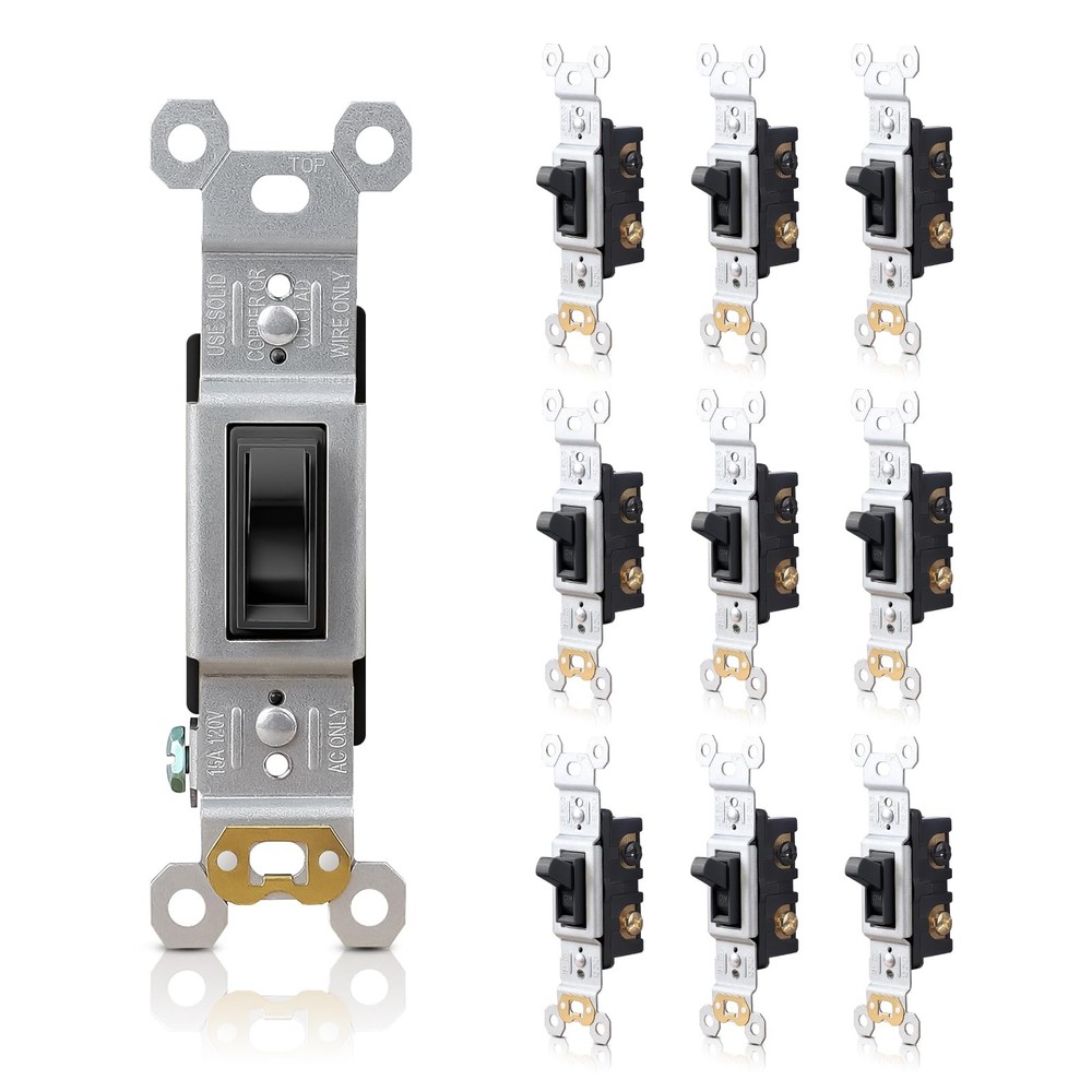 Single Pole Toggle Light Switch 15 Amp Single Pole On/Off Wall Switch for Res...