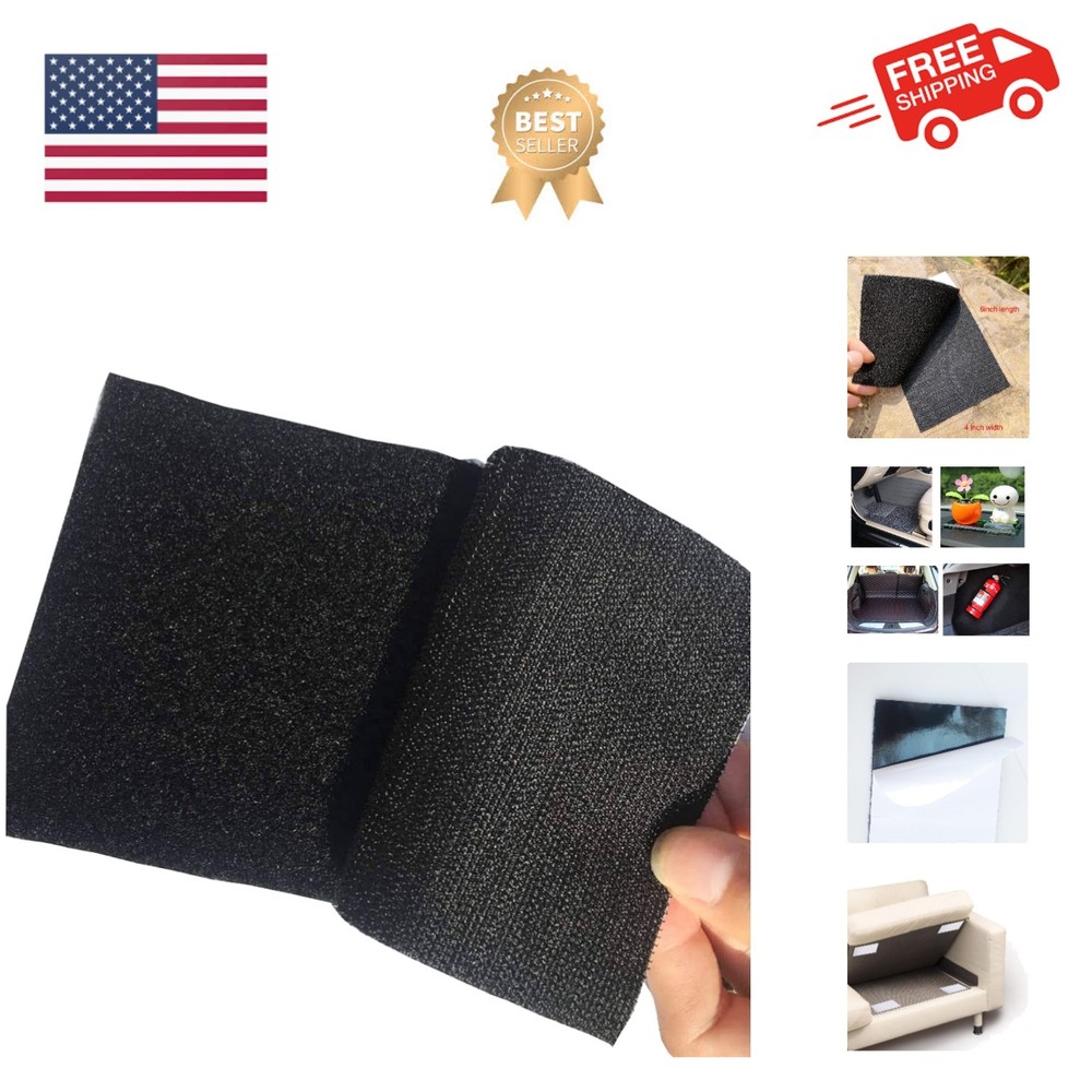 4-Pair 4x6 inch Upgrade Hook Loop Tape Double-Side Adhesive Strips Mounting S...