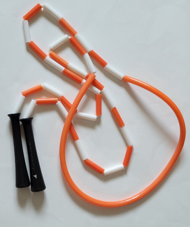 Gopher 7 Foot Plastic Segmented Beaded Jump Rope Orange & White