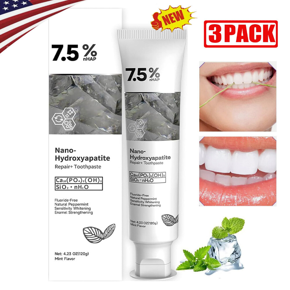 3Pack 7.5% Nano-Hydroxyapatite Toothpaste Remove Deep Clean For Sensitive Teeth