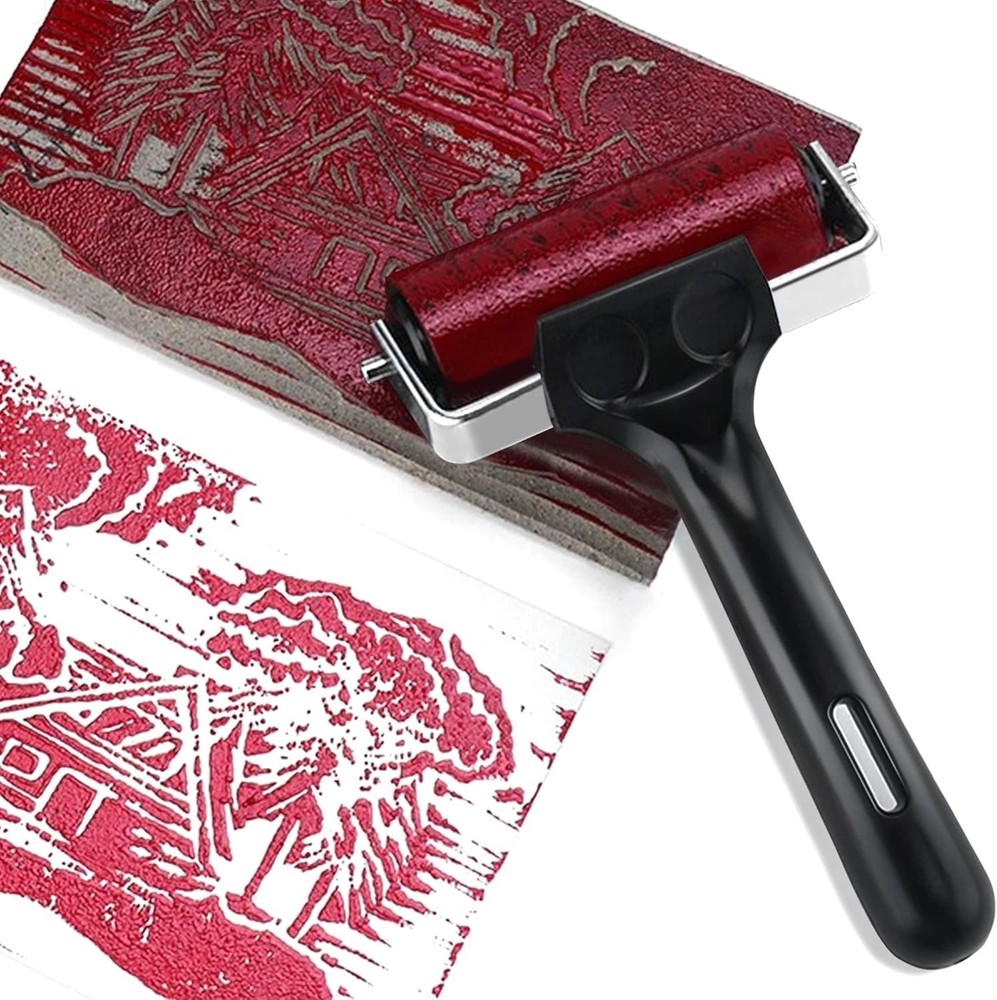 4 Inch Rubber Roller Brayer Rollers for Crafting, Hard Rubber Rollers for Pri...