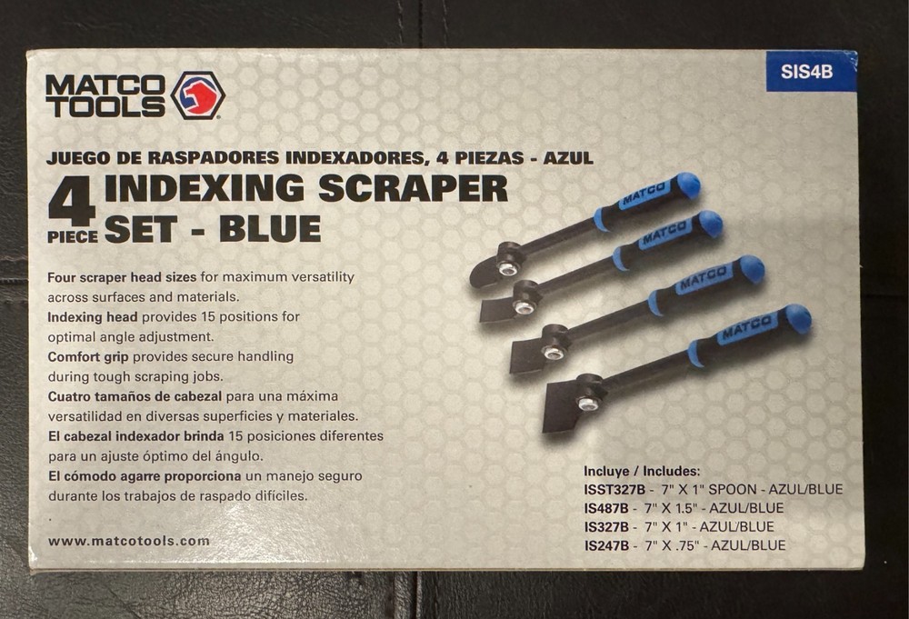 New Matco Tools 4pc Indexing Scraper Set Blue SIS4B