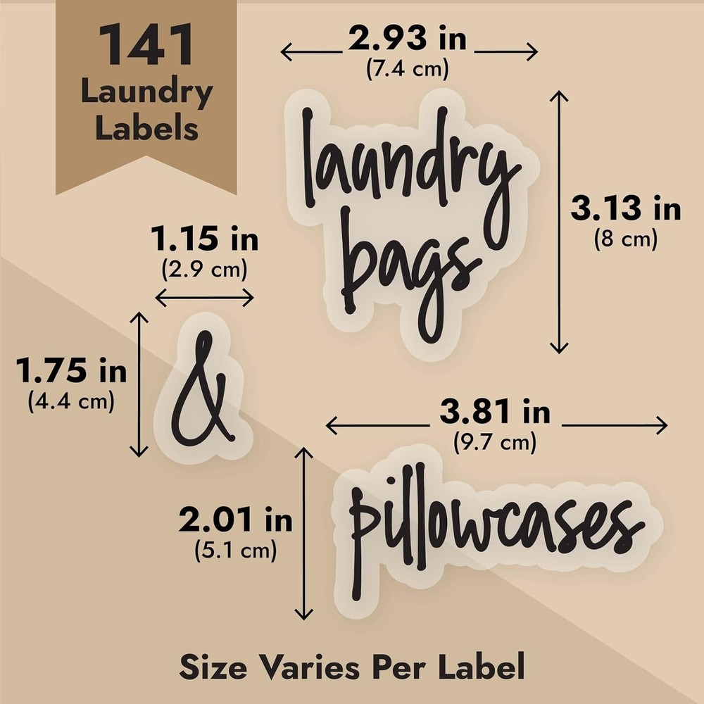 Laundry Labels for Jars & Containers - 141 Count, White Vinyl, Modern Script ...
