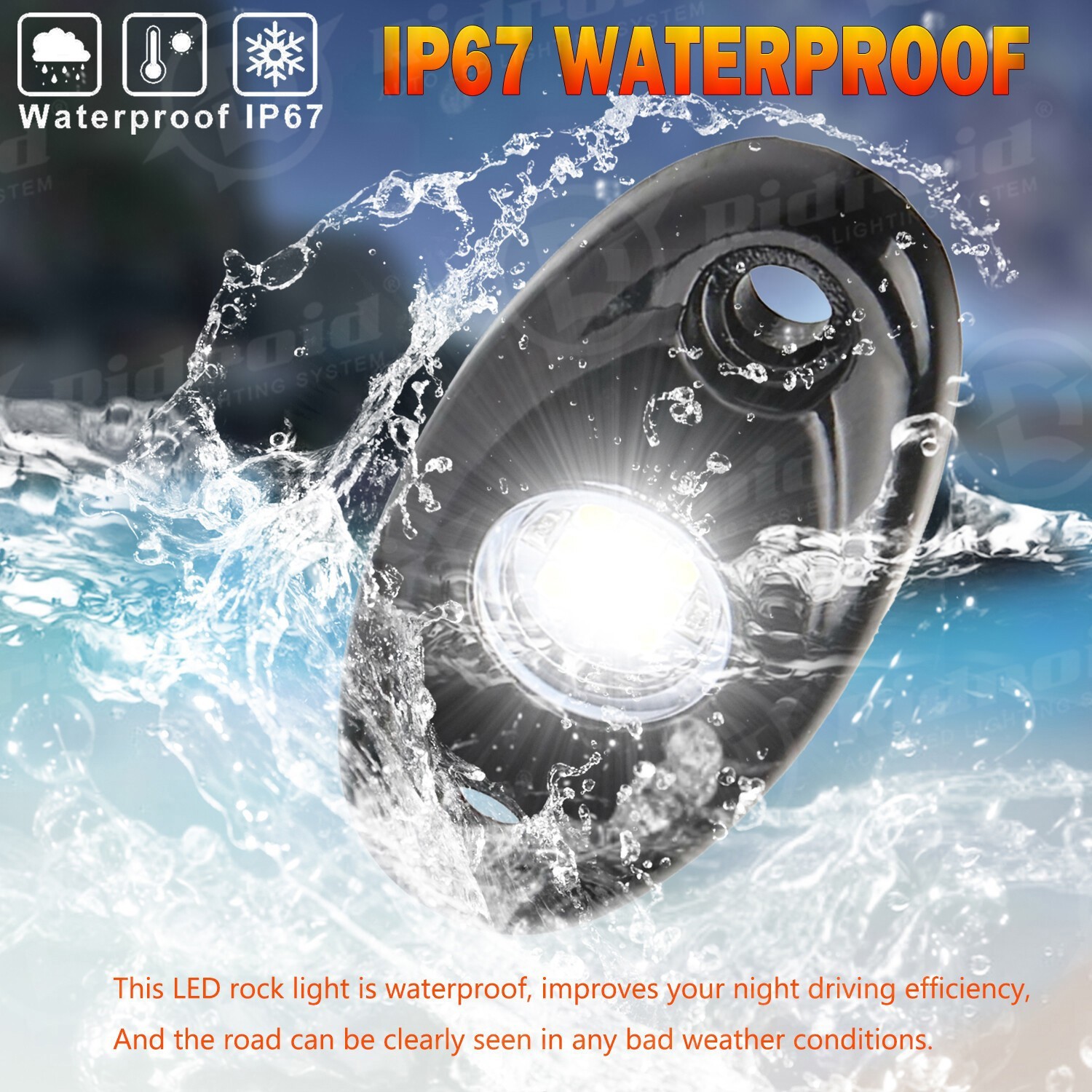 8X White LED Rock Lights Underbody Trail Rig Glow Lamp Offroad SUV Pickup Truck