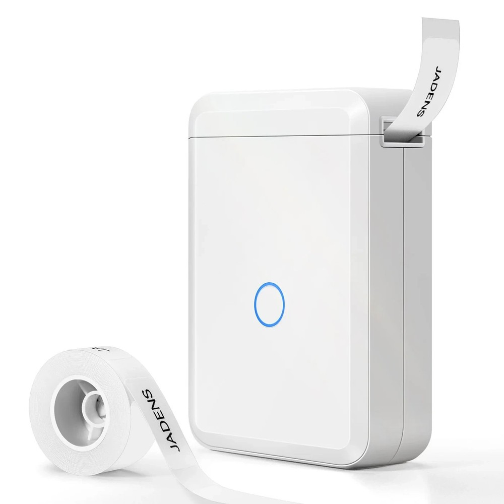 Jadens D110 Label Maker Machine White 1 Tape Roll Portable Bluetooth Printer NIB