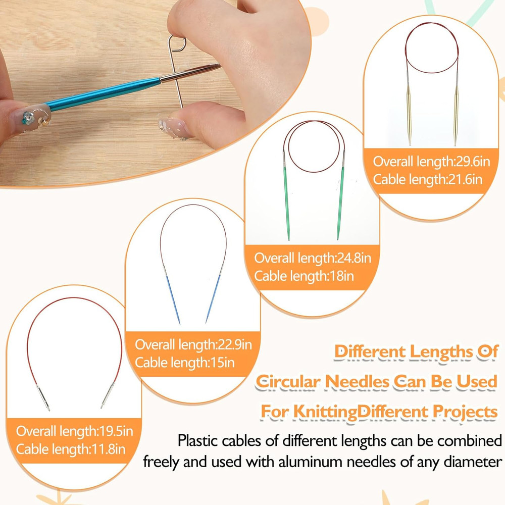 60 Pcs 2.75Mm-10Mm Interchangeable Circular Knitting Needles Set with Storage Ca