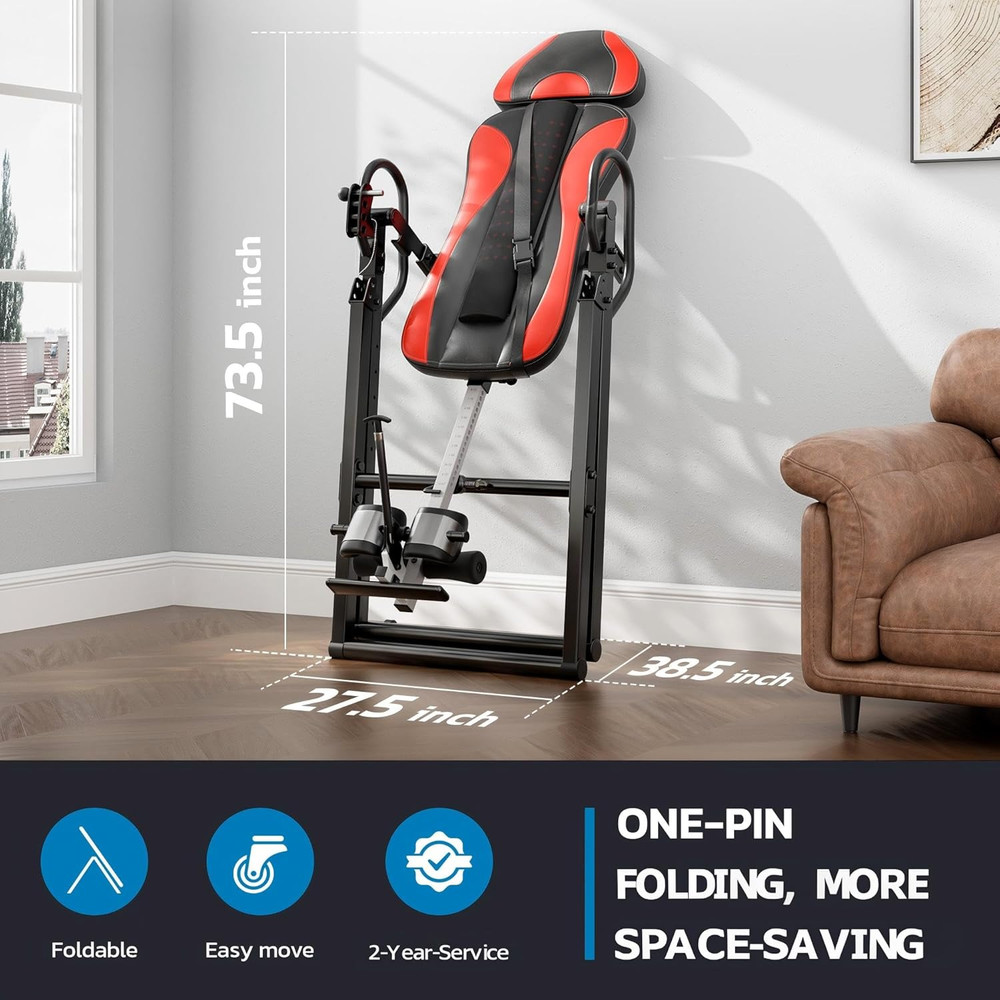 YOLEO Inversion Table for Back Pain 2026 Foldable Inversion Table W/Removable Lu