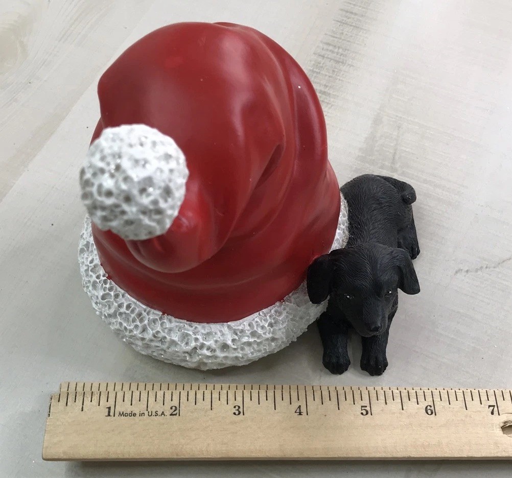 Ashland Pepermint Lane Black Labrador Dog Santa Hat Table Top Decor 6inch New