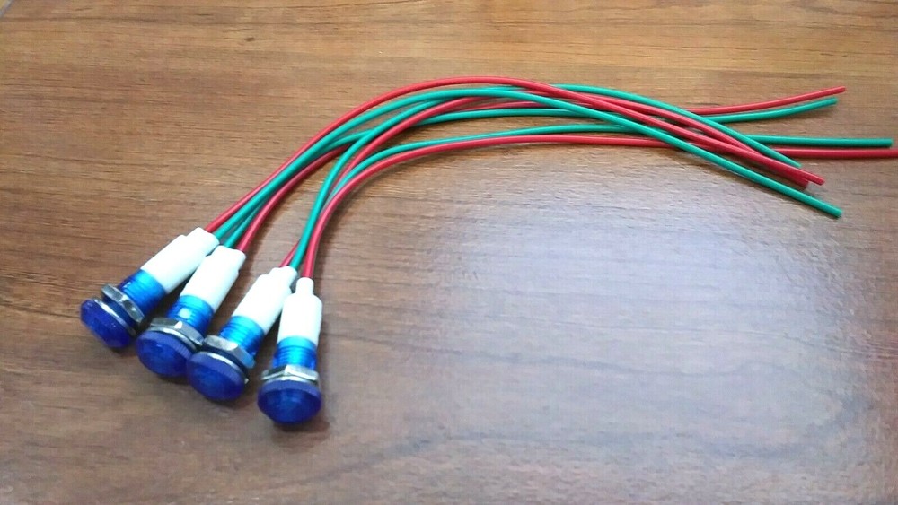 4 BBT 12 volt DC Waterproof Blue LED Low-Profile Indicator Lights