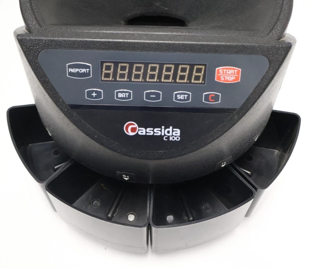 Cassida C100 Digital Coin Counter Sorter Machine 110V Black READ! E3 & E9 ERROR