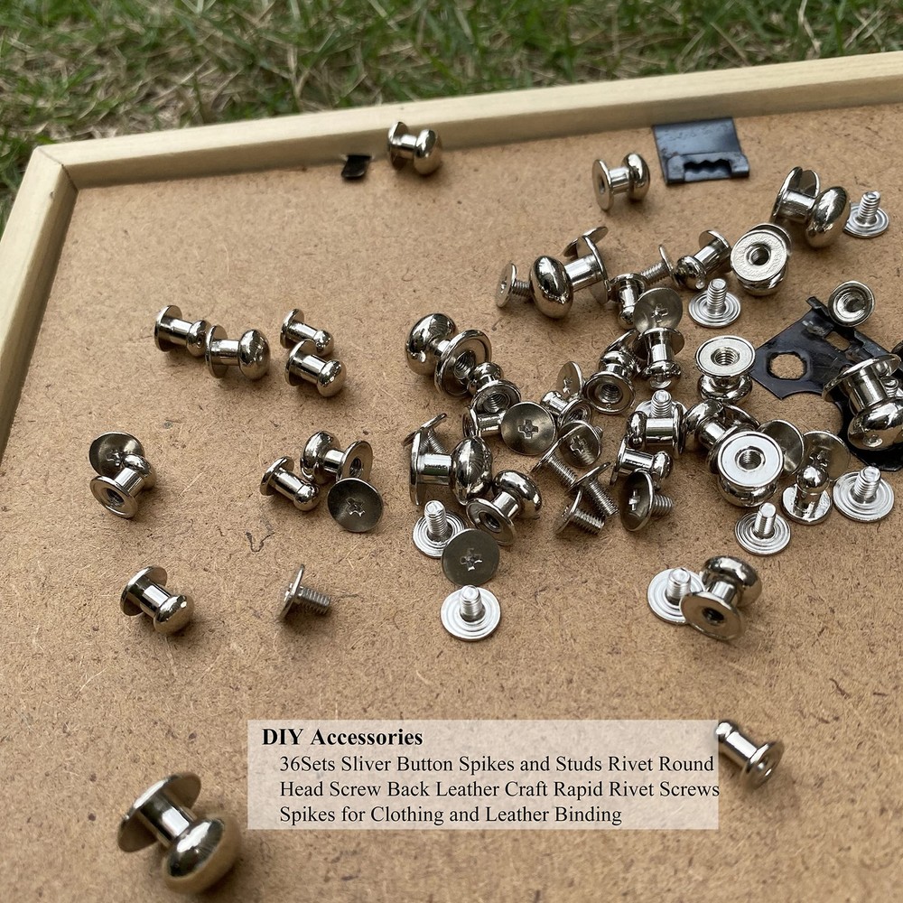 36 Pack 4 Sizes Silver Round Phillips Head Button Stud Screws(Round Head Diam...
