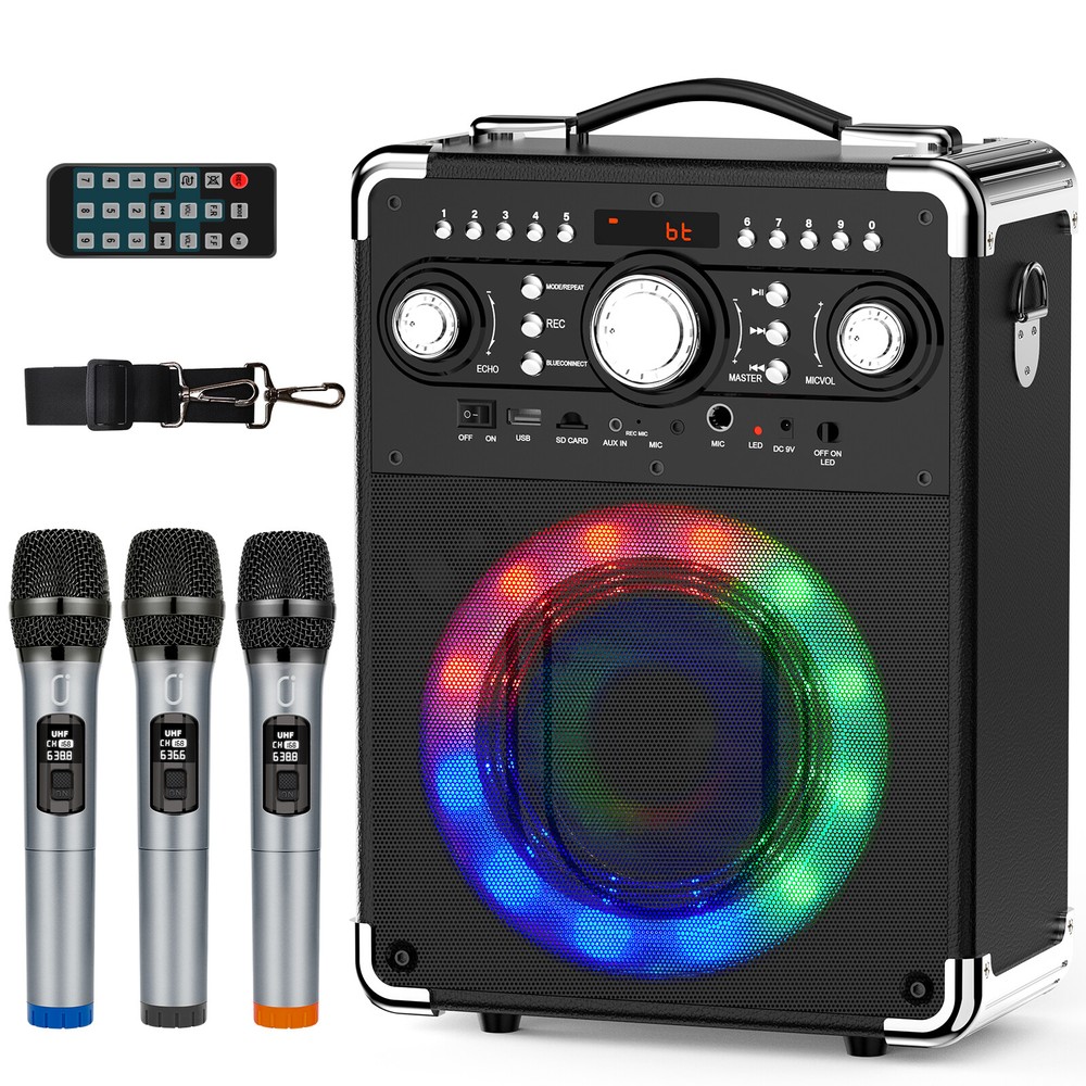 Home Karaoke Machine BT 5.0 +3 Wireless Microphone with Dynamic Lights +Remote